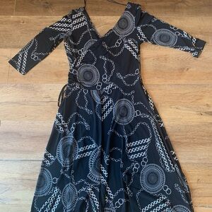 Mesmerize Elegant Black and White Patterned Dress